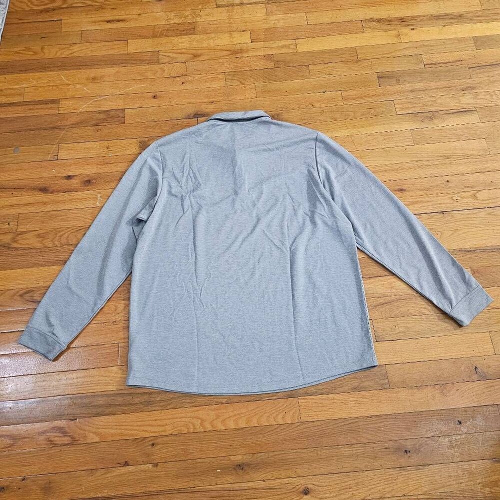 Adidas Polo Shirt Men's XLT Gray Long Sleeve - Picture 6 of 8